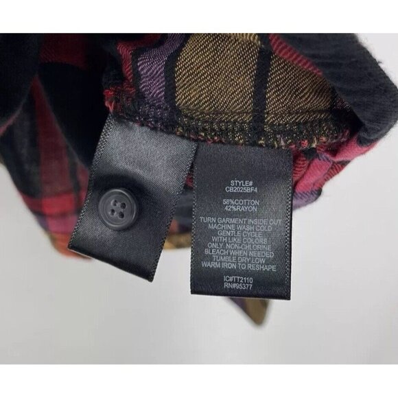 Sanctuary Plus Size Cropped Flannel Multicolor Plaid Puff‎ Sleeve Top Sz 2x Boho - Picture 7 of 10